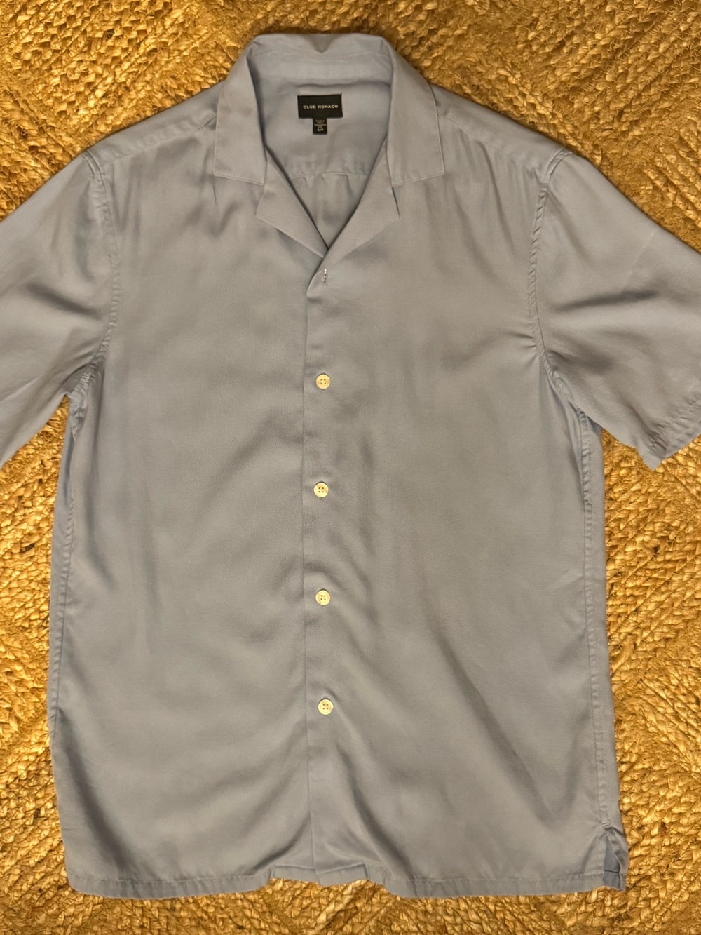 Club Monaco Camp‑Collar Shirt – Light Blue (Size S)